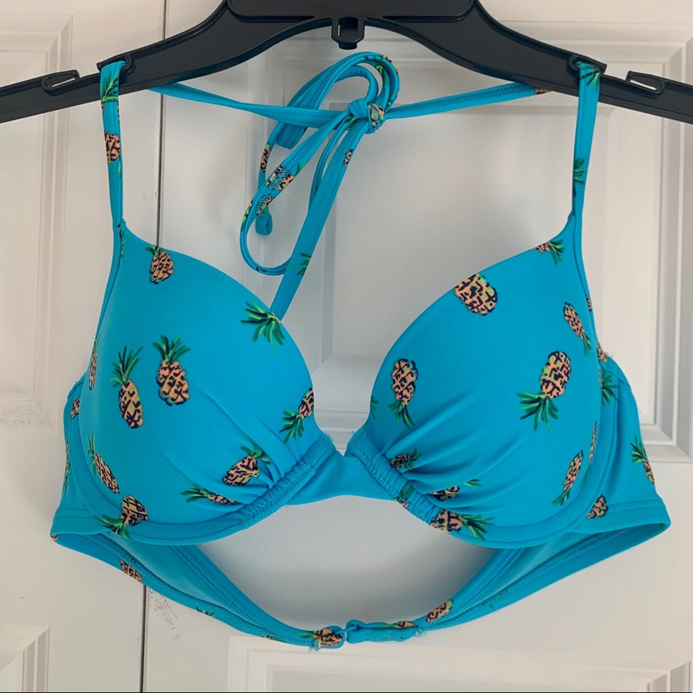 Blue / Pineapple Aerie Underwire Bathing Suit Top
